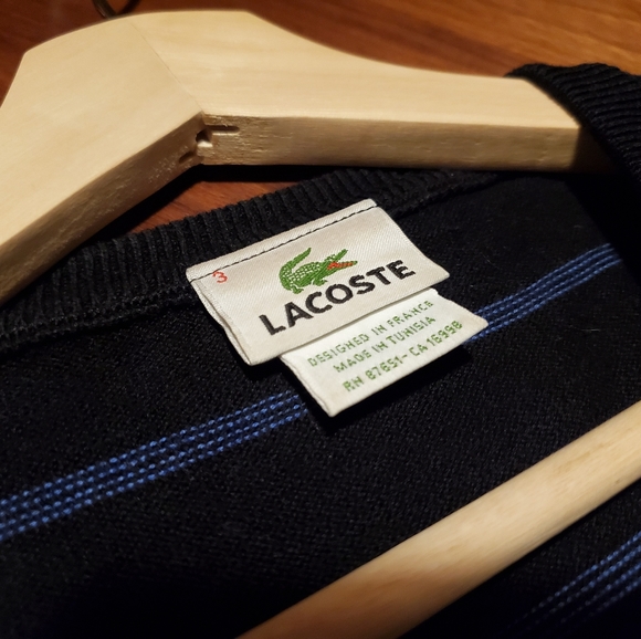 Lacoste Men's V-Neck Sweater (Size 3) - Picture 3 of 5
